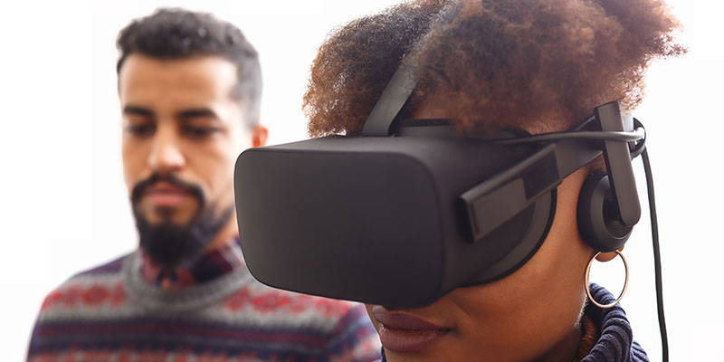 PGR and PGT students using VR representing Perception, Action, Cognition research at the School of Psychology