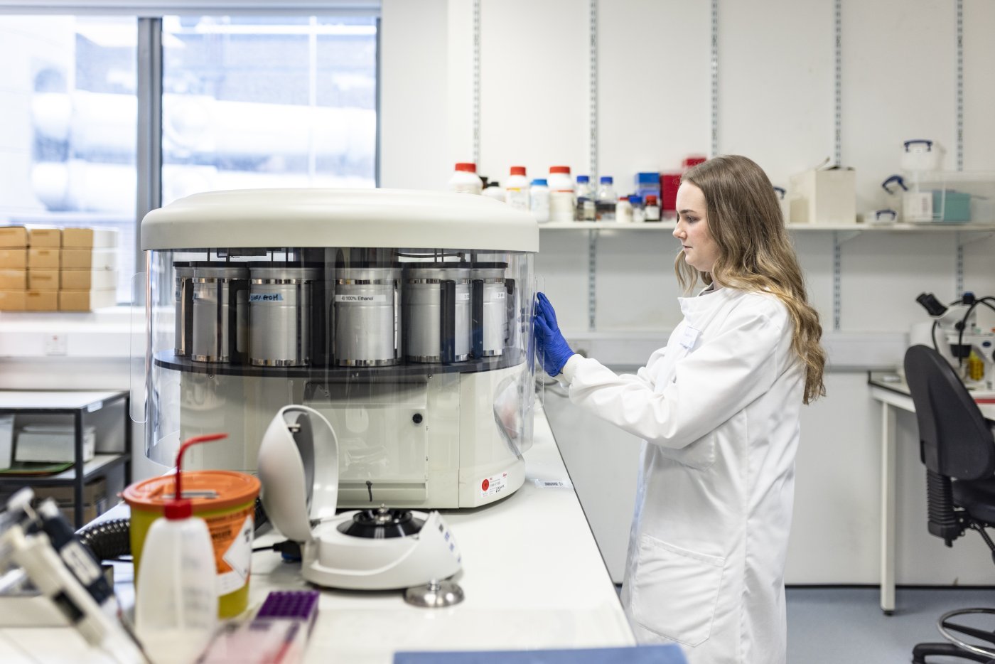 Female student in lab