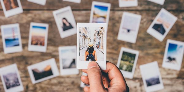 Photo of photos representing language and memory research at the university of Leeds