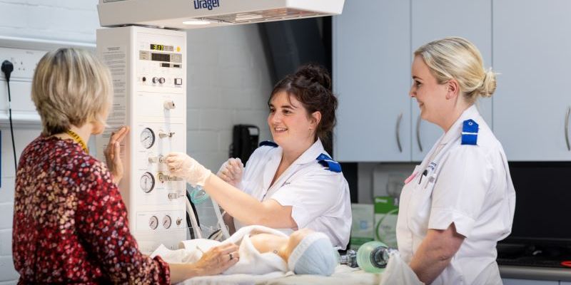 Midwifery students using facilities