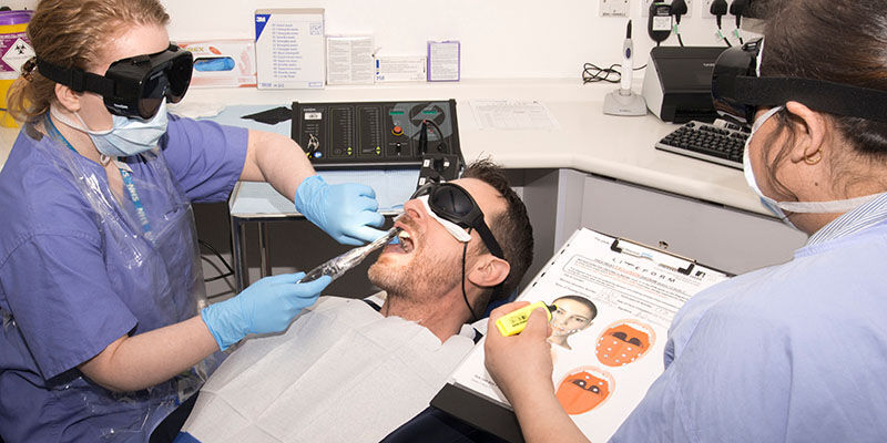Dentcru image of patient receiving dental treatment at the University of Leeds