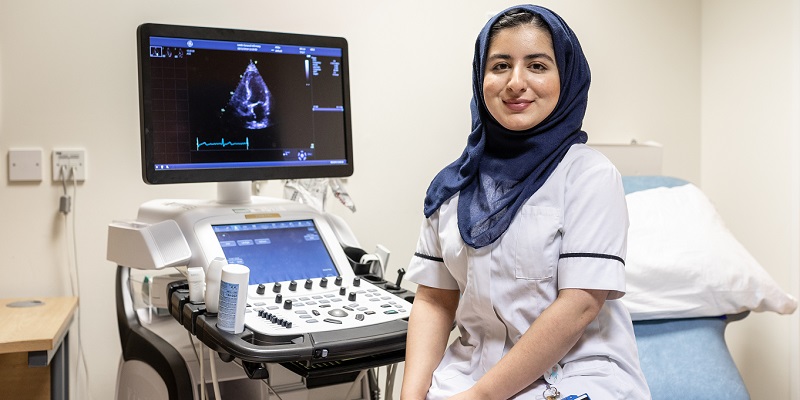 Career progressing within cardiac physiology can include advance training in echocardiography 