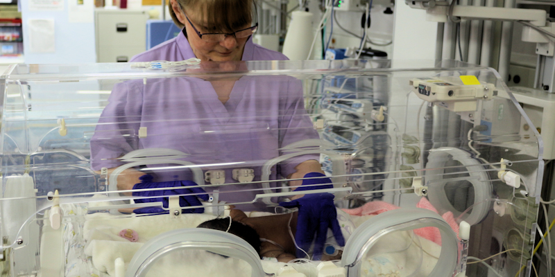 A baby in the Neonatal Unit at Bradford Royal Infirmary.