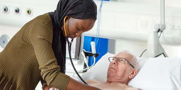 Faculty of Medicine and Health undergraduate student in clinic at the University of Leeds