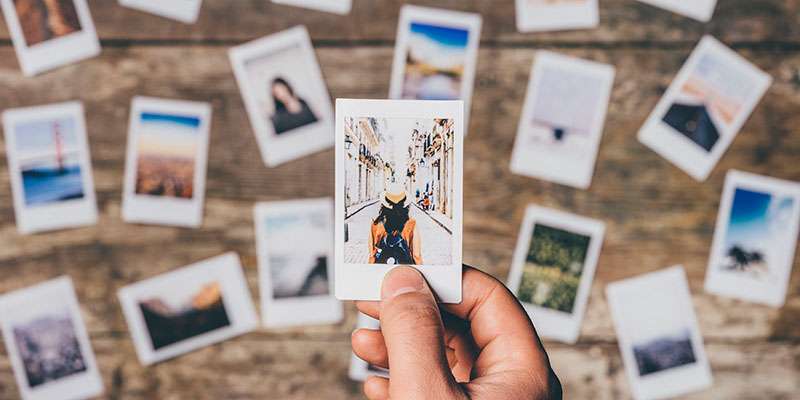 Photo of photos representing language and memory research at the university of Leeds