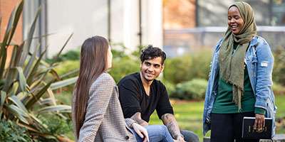 University of Leeds Psychology masters and undergraduate students sat outside